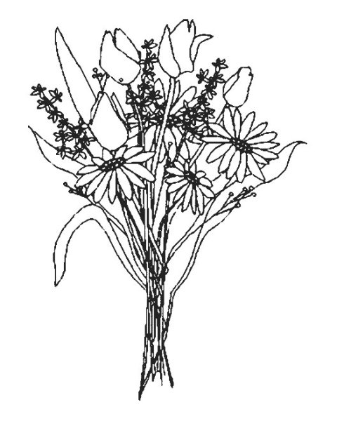 Букет полевых цветов раскраска