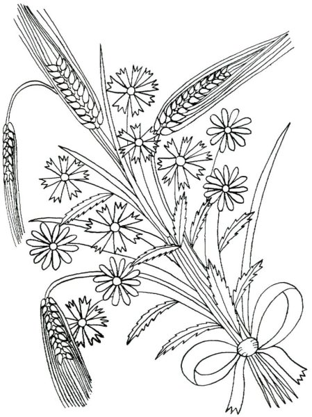 Трафарет для вышивки гладью полевые цветы