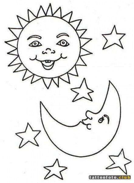 Раскраска солнце и Луна