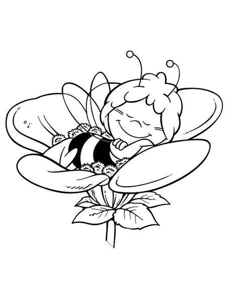 Раскраска Пчелка на цветке