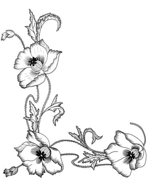 Эскизы цветов для вышивки гладью