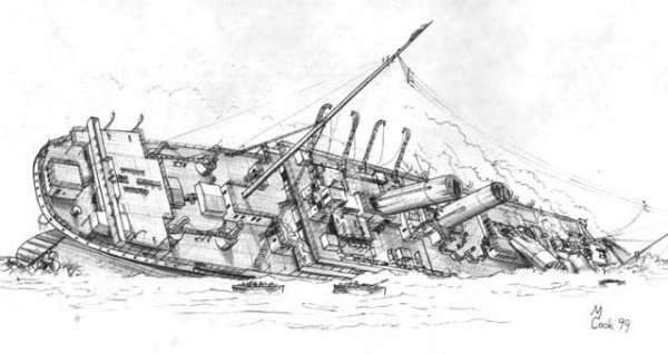 Раскраска тонущий корабль