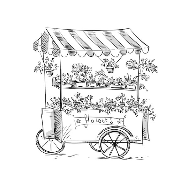 Раскраска цветочный магазин