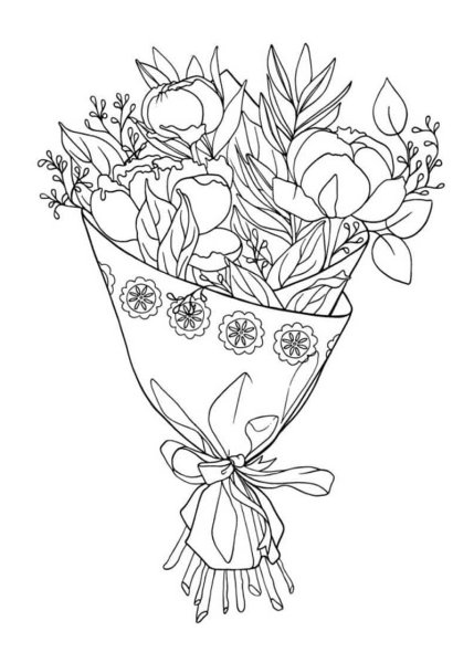 Букет раскраска