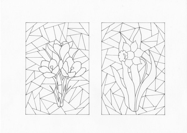 Раскраска мозаика цветы