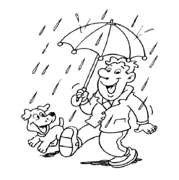 Прогулка под дождем раскраска