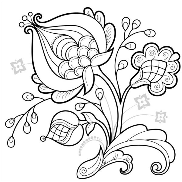 Сказочный цветок раскраска