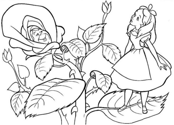 Алиса в стране чудес Дисней раскраска