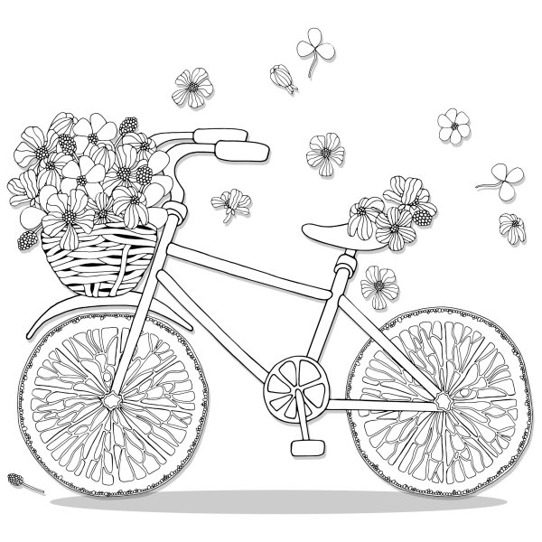 Велосипед с цветами трафарет