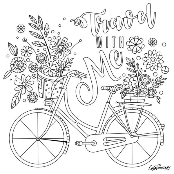 Велосипед с цветами раскраска
