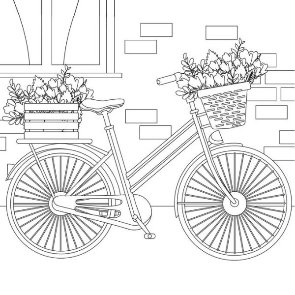Раскраска антистресс велосипед