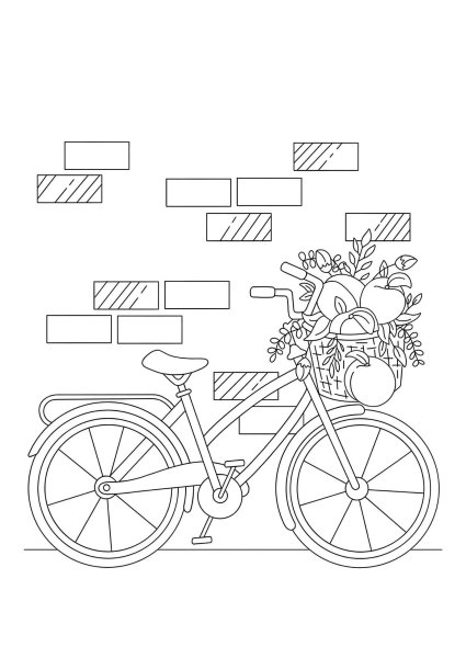 Велосипед с цветами раскраска