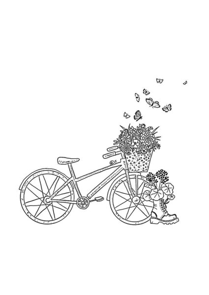 Кот едет на велосипеде раскраска