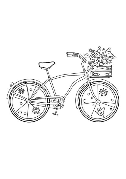 Велосипед с цветами раскраска