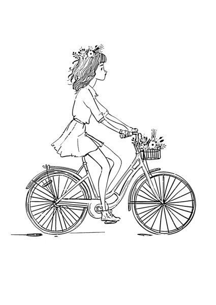 Девочка катается на велосипеде