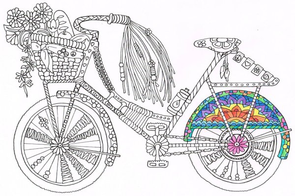 Раскраска антистресс велосипед