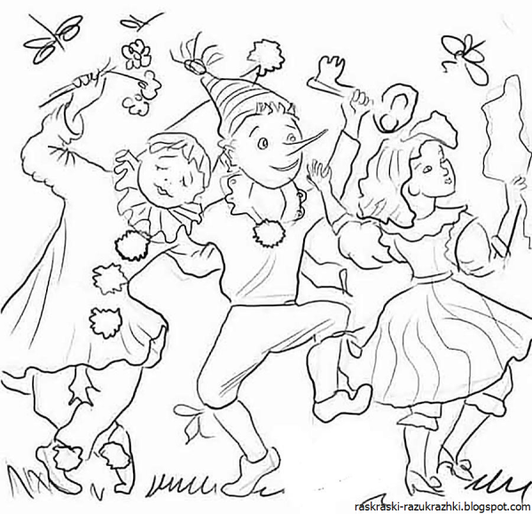 Раскраски к сказке Буратино для детей театр