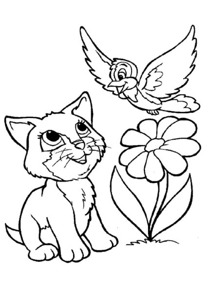 Кошки. Раскраска