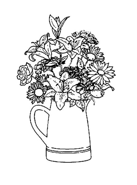 Цветы в кувшине раскраска