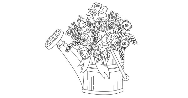 Вытынанки цветы в лейке