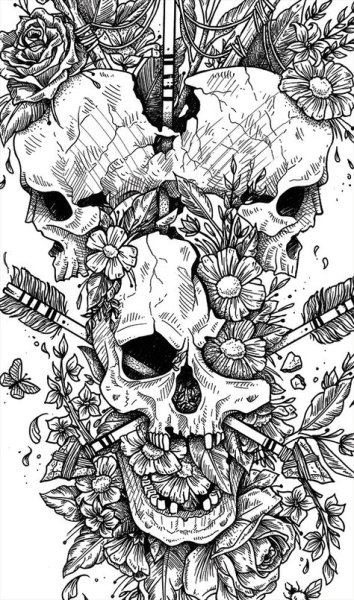Сложные раскраски череп