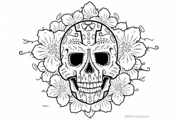 Раскраска тату череп