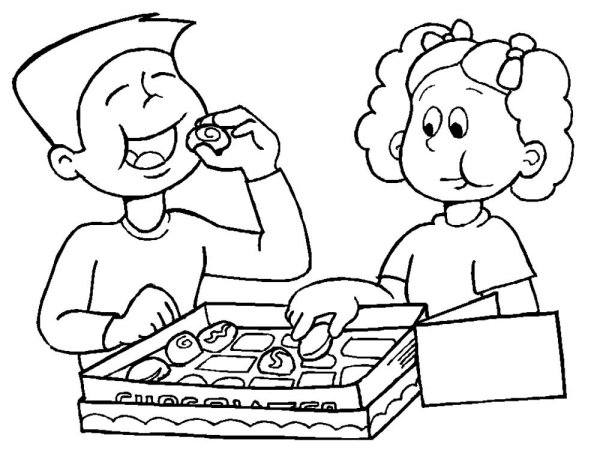 Раскраска ребенок завтракает