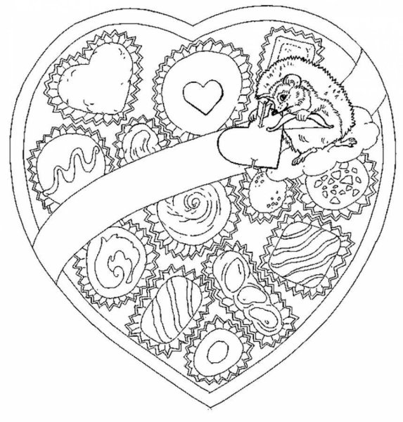 Валентинки антистресс раскраски