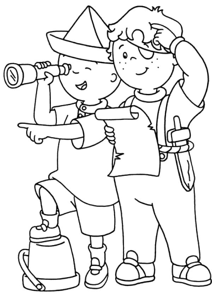 Раскраска туристы для детей