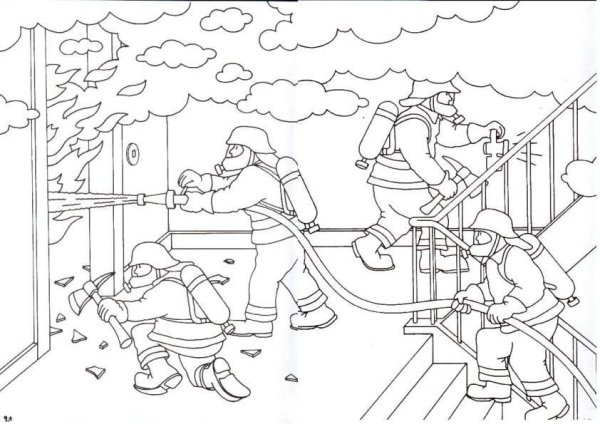 Раскраска пожарный для детей