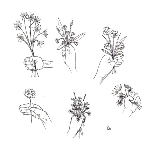 Цветы в пучке, набросок