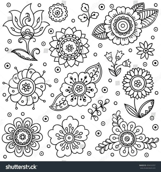 Дудлинг цветы