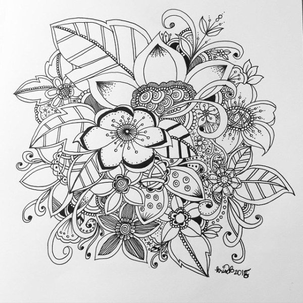 Раскраска Зентангл цветы