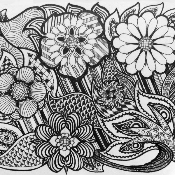 Дудлинг и Зентангл цветы