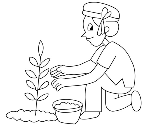 Садовник раскраска для детей