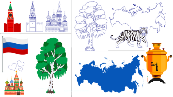 Цветные трафареты ко Дню России