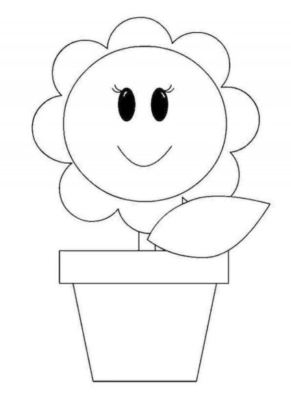 Цветок в горшочке раскраска