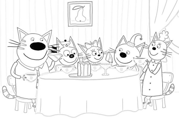 Три кота мультик раскраска