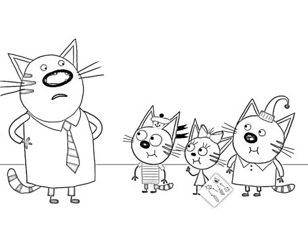 Три кота. Раскраска