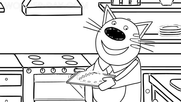 Раскраска три кота готовка
