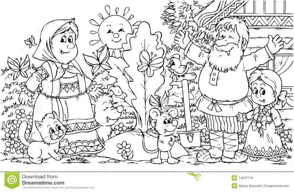 Раскраска в гостях у бабушки и дедушки