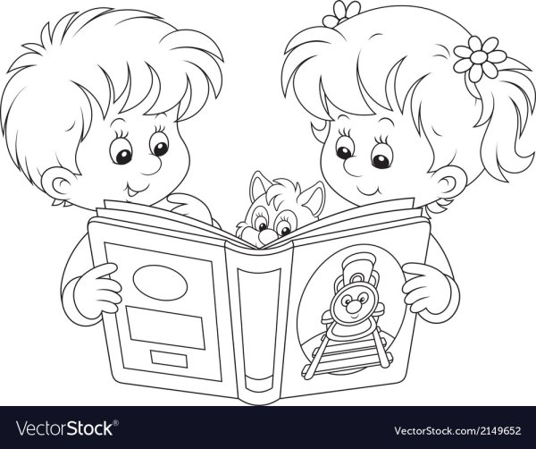 Раскраска ребенок с книгой для детей