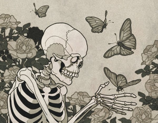 Скелет черно белый