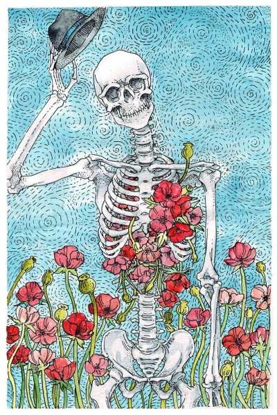 Скелет в цветах арт
