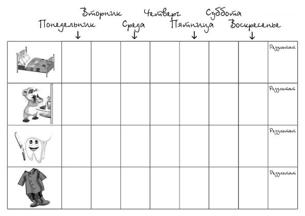Раскраска расписание дня