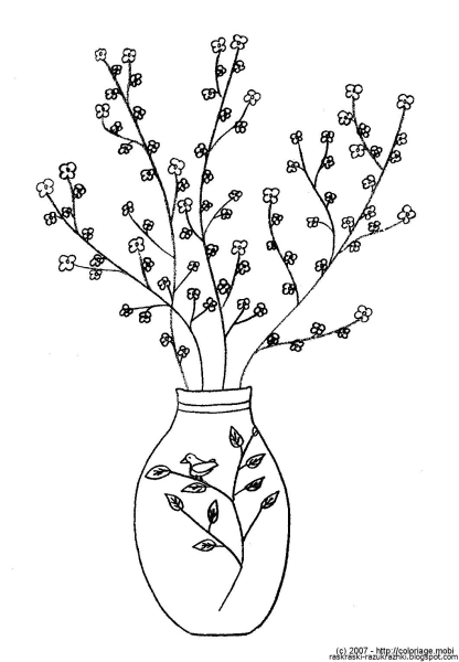 Раскраска Верба в вазе для детей