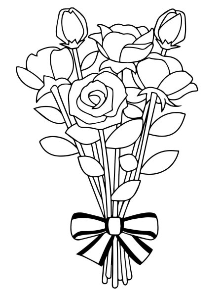 Букет для мамы раскраска