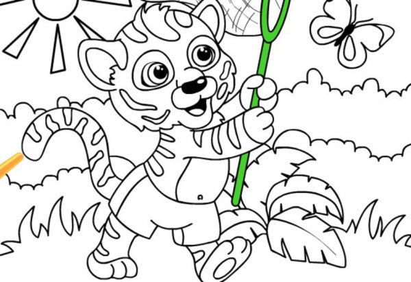 Тигренок раскраска для малышей