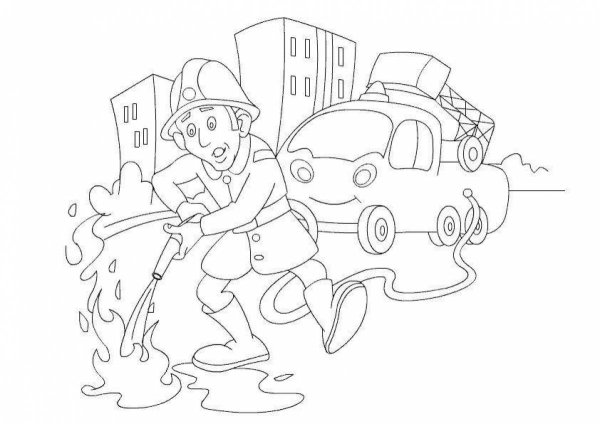Раскраска пожарный