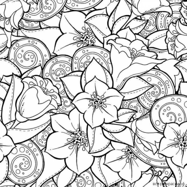Разукрашка антистресс цветы